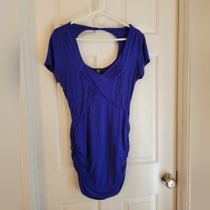 Torrid Blue Keyhole Back tunic top with ruched sides Plus Size 0X